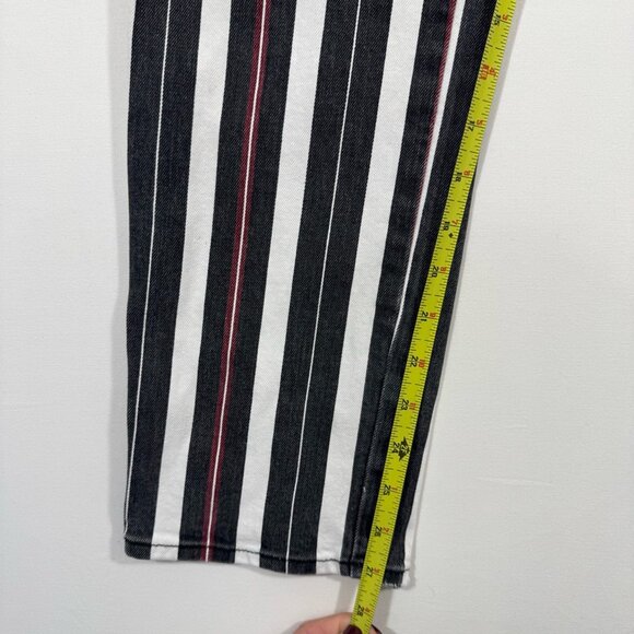 FRAME Le Sylvie Slender Straight Stripe Jeans 28 Black White Cherry Red Chic USA - Picture 11 of 15